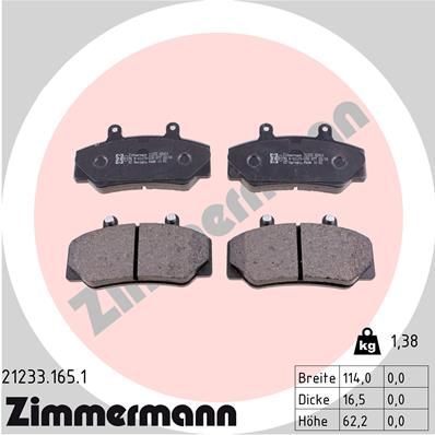 ZIMMERMANN 21233.165.1 Brake Pad Set, disc brake