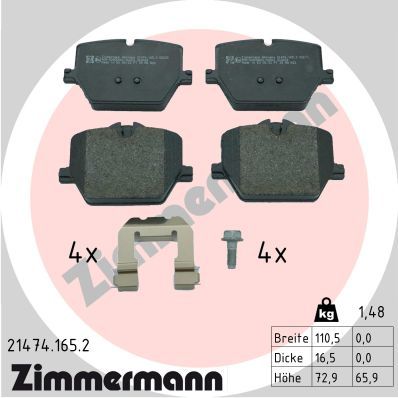 ZIMMERMANN 21474.165.2 Brake Pad Set, disc brake