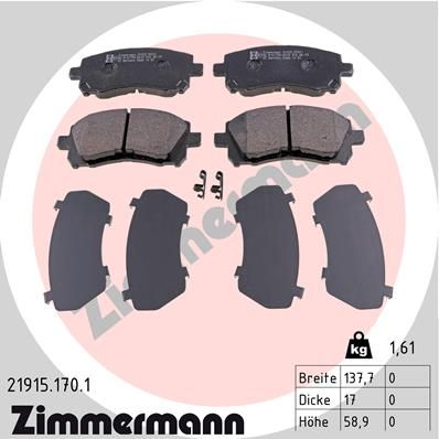 ZIMMERMANN 21915.170.1 Brake Pad Set, disc brake