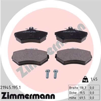 ZIMMERMANN 21945.195.1 Brake Pad Set, disc brake