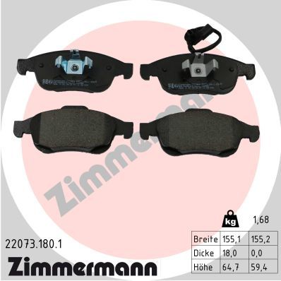 Brake Pad Set, disc brake ZIMMERMANN 22073.180.1