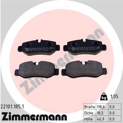 Brake Pad Set, disc brake ZIMMERMANN 22101.185.1