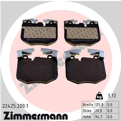 ZIMMERMANN 22425.200.1 Brake Pad Set, disc brake