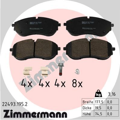 Brake Pad Set, disc brake ZIMMERMANN 22493.195.2