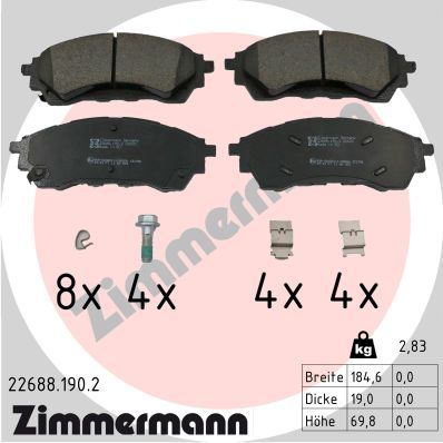 Brake Pad Set, disc brake ZIMMERMANN 22688.190.2