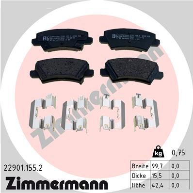 Brake Pad Set, disc brake ZIMMERMANN 22901.155.2