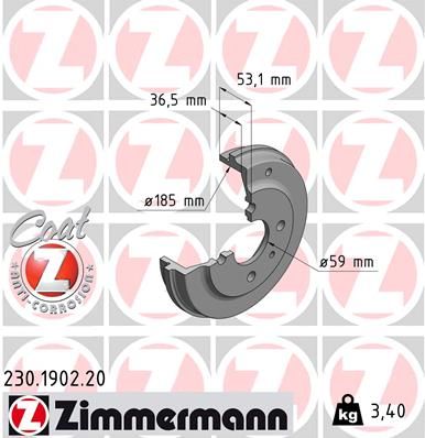 ZIMMERMANN 230.1902.20 Brake Drum