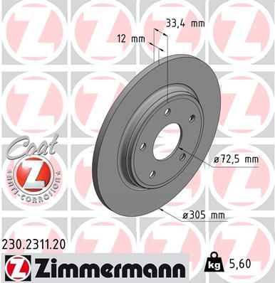 ZIMMERMANN 230.2311.20 Brake Disc