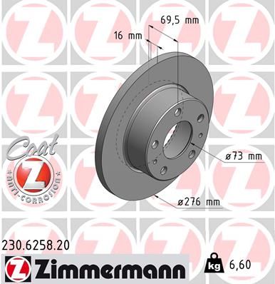 Brake Disc ZIMMERMANN 230.6258.20