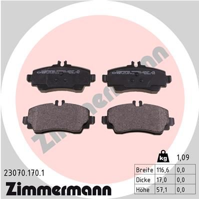 ZIMMERMANN 23070.170.1 Brake Pad Set, disc brake