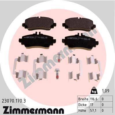 ZIMMERMANN 23070.170.3 Brake Pad Set, disc brake