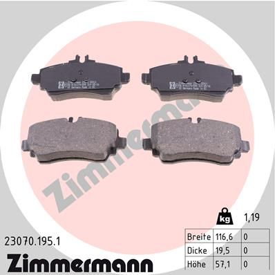 ZIMMERMANN 23070.195.1 Brake Pad Set, disc brake