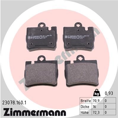 ZIMMERMANN 23078.160.1 Brake Pad Set, disc brake