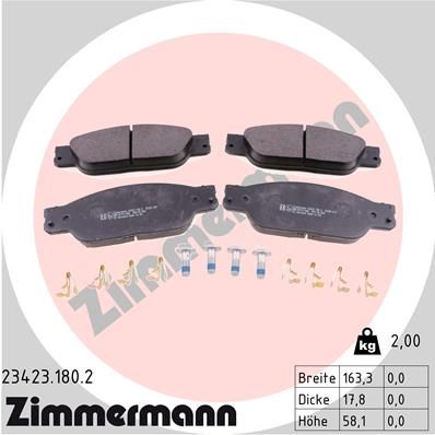 ZIMMERMANN 23423.180.2 Brake Pad Set, disc brake