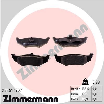 ZIMMERMANN 23561.170.1 Brake Pad Set, disc brake