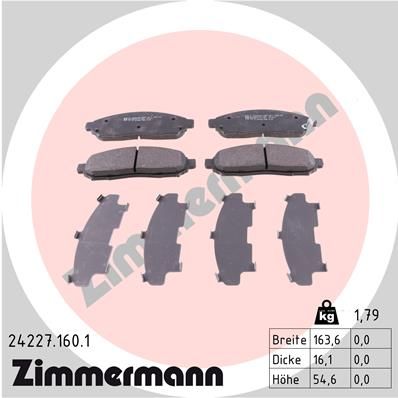 ZIMMERMANN 24227.160.1 Brake Pad Set, disc brake