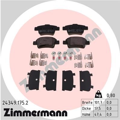 ZIMMERMANN 24349.175.2 Brake Pad Set, disc brake