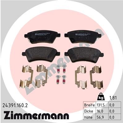 ZIMMERMANN 24391.160.2 Brake Pad Set, disc brake