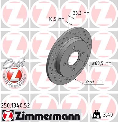 Brake Disc ZIMMERMANN 250.1340.52