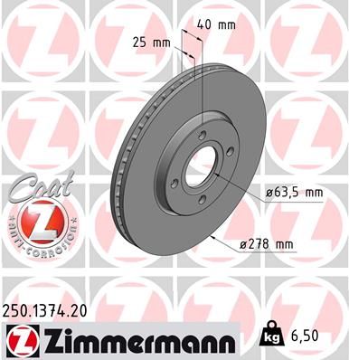 ZIMMERMANN 250.1374.20 Brake Disc