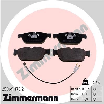 ZIMMERMANN 25069.170.2 Brake Pad Set, disc brake