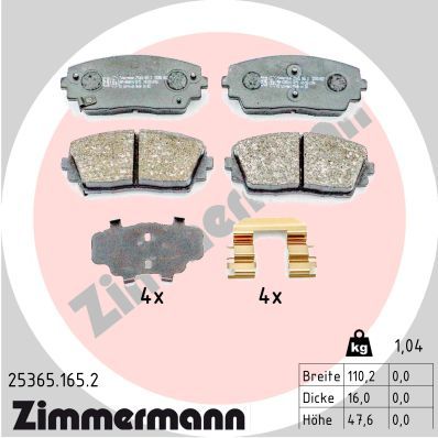 ZIMMERMANN 25365.165.2 Brake Pad Set, disc brake