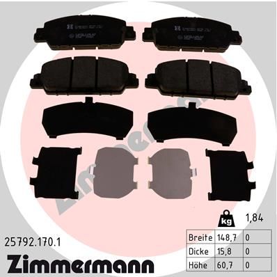 ZIMMERMANN 25792.170.1 Brake Pad Set, disc brake