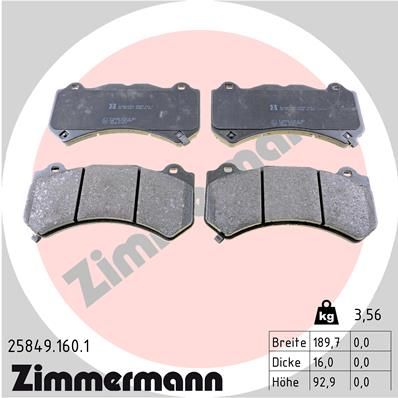Brake Pad Set, disc brake ZIMMERMANN 25849.160.1