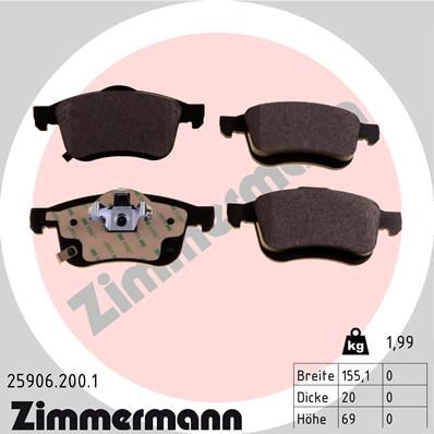 Brake Pad Set, disc brake ZIMMERMANN 25906.200.1