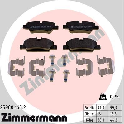 ZIMMERMANN 25980.165.2 Brake Pad Set, disc brake