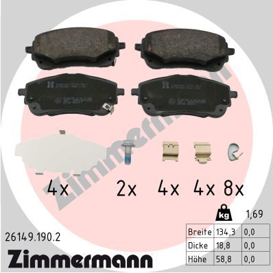 ZIMMERMANN 26149.190.2 Brake Pad Set, disc brake
