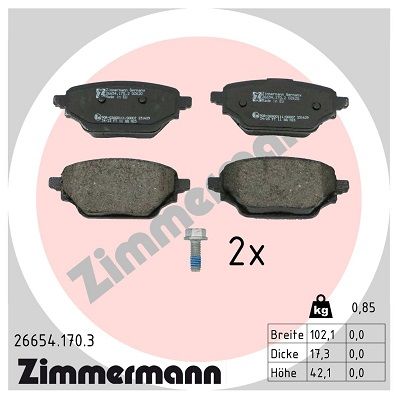 ZIMMERMANN 26654.170.3 Brake Pad Set, disc brake