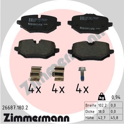 ZIMMERMANN 26687.180.2 Brake Pad Set, disc brake