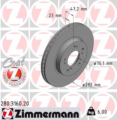 ZIMMERMANN 280.3160.20 Brake Disc
