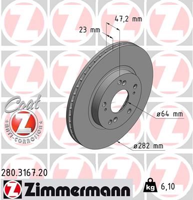 Brake Disc ZIMMERMANN 280.3167.20