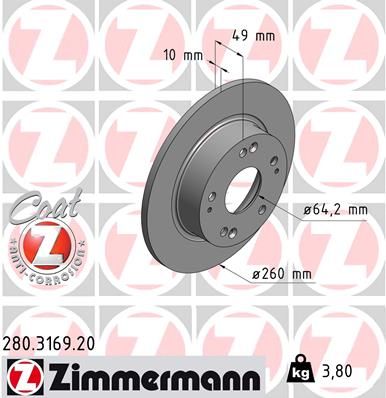 ZIMMERMANN 280.3169.20 Brake Disc