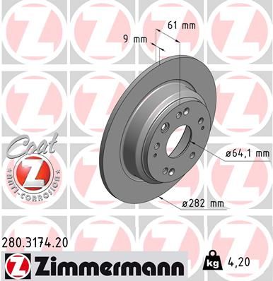 Brake Disc ZIMMERMANN 280.3174.20