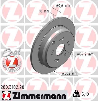Brake Disc ZIMMERMANN 280.3182.20