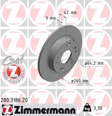 Brake Disc ZIMMERMANN 280.3186.20