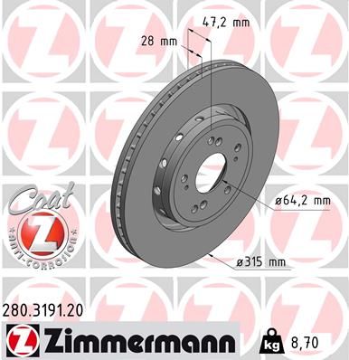 ZIMMERMANN 280.3191.20 Brake Disc