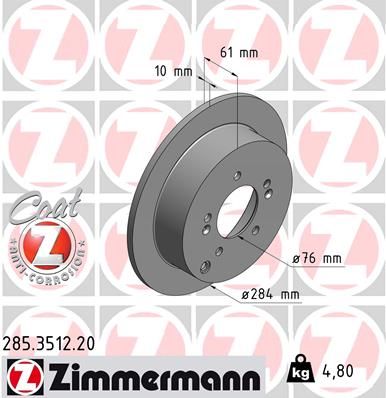 ZIMMERMANN 285.3512.20 Brake Disc