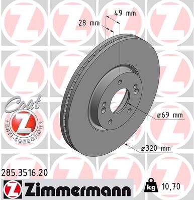 Brake Disc ZIMMERMANN 285.3516.20