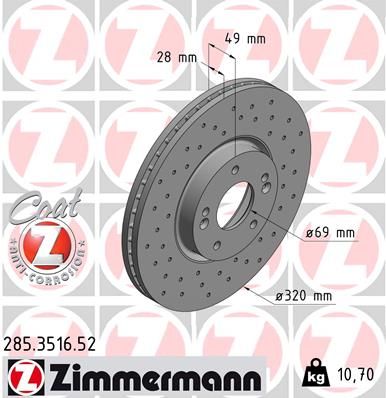 ZIMMERMANN 285.3516.52 Brake Disc