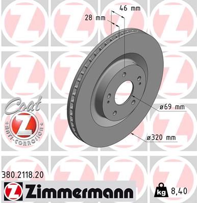 Brake Disc ZIMMERMANN 380.2118.20