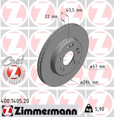 Brake Disc ZIMMERMANN 400.1405.20