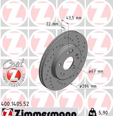 Brake Disc ZIMMERMANN 400.1405.52