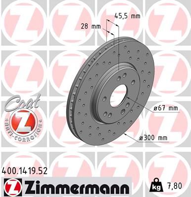 Brake Disc ZIMMERMANN 400.1419.52