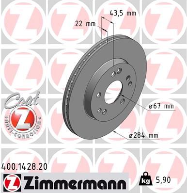 Brake Disc ZIMMERMANN 400.1428.20