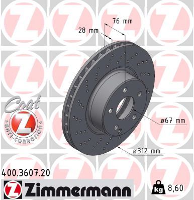 ZIMMERMANN 400.3607.20 Brake Disc