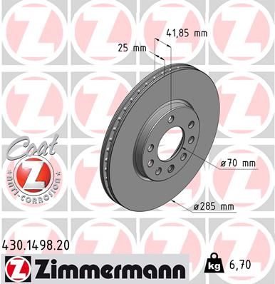 ZIMMERMANN 430.1498.20 Brake Disc